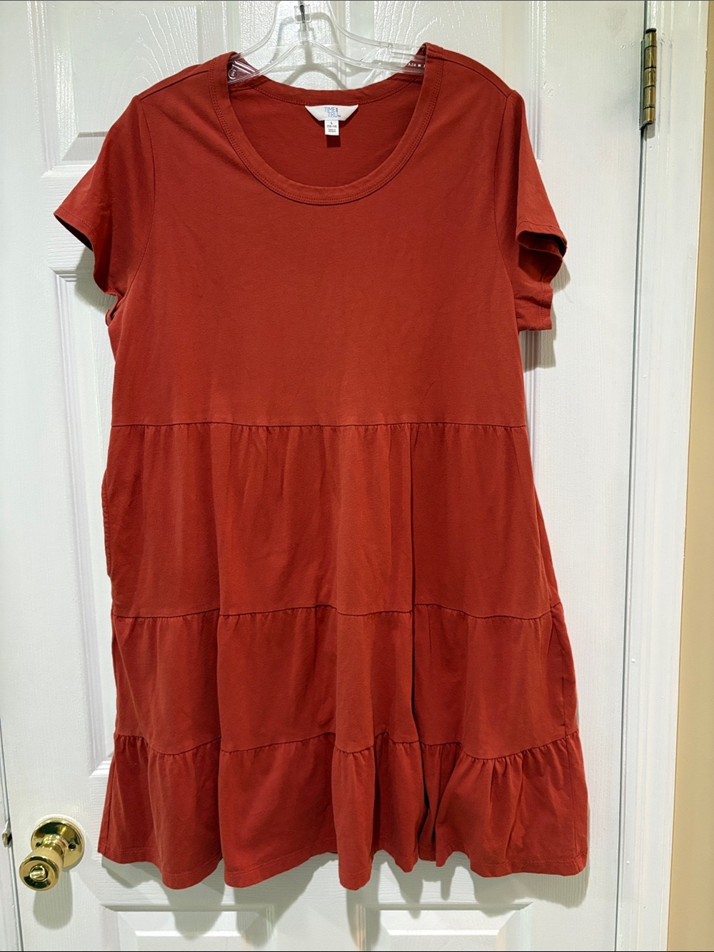 Time and Tru Rust Short Sleeve Tunic Top